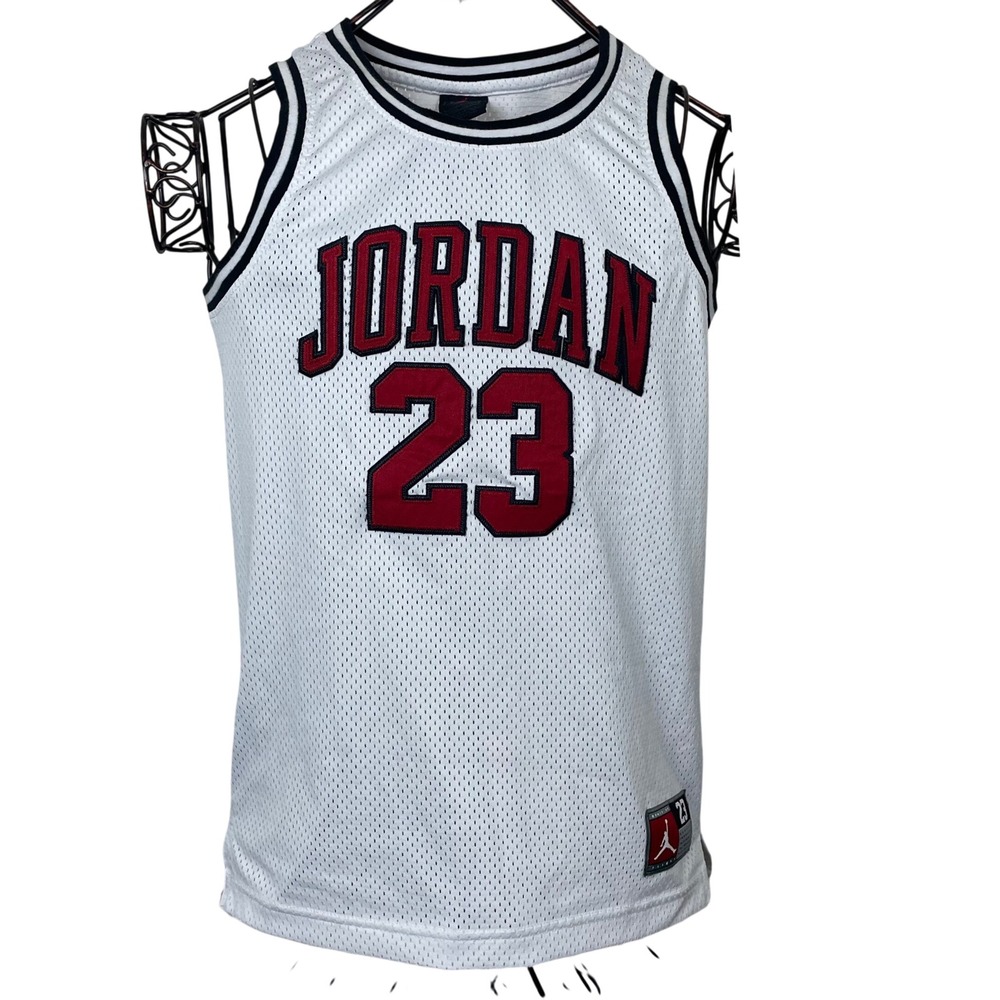 Official Nike Jordan 23 Basketball Jersey Kids Med 10-12 White Mesh Jumpman Tank